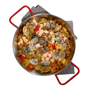 Seadfood Paella Pans Golden Cooking Non Stick Stainless Steel Double Ear Korean Handle Pot Frying Pan