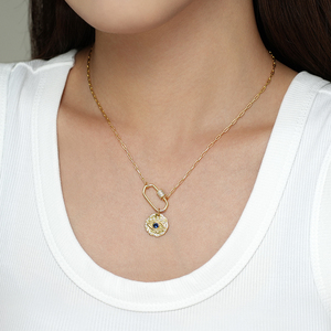 DIY plata esterlina chapada en oro circón moda declaración joyería accesorios Paperclip encanto colgante collar para mujer - Product Image 5