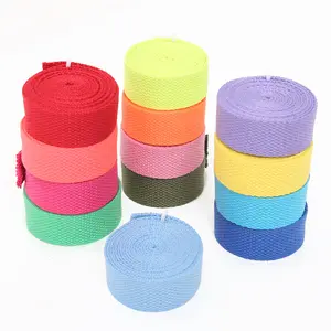 Colorful Bead Pattern Polyester Cotton Webbing Solid Color Thickened Canvas Backpack Strap Terylene Cotton Plain Ribbon Belt