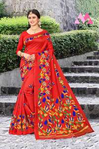 Dhwaja Export  MYSORE SILK Sari traditionnel en soie, tissu imprimé à l'écran, vêtements de fête et de mariage pour femmes, coupe classique, toutes saisons - Product Image 3