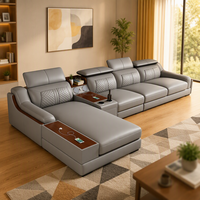 MULIGNA Luxus-Sofagarnitur Kunstleder-Ecksofa Wohnzimmermöbel Multifunktionales Sofa-Set mit Konsole und USB-Ladegerät