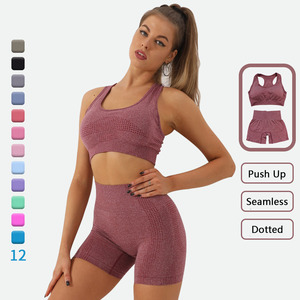 OEM Seamless Women Activewear 2 Pieces Gym Clothing High Impact Sports Bra Butt Lift Yoga Shorts Fitness Yoga Wear Sets