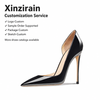 Chaussures à talons hauts Xinzirain sur mesure, grande taille 46, bout pointu classique, cuir verni noir et blanc, talon aiguille 8/10/12 cm pour femmes