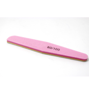 Pink Color EVA Material Grit 80/100 Double Side Soft Sponge Nail File Emery Board 17.8x2.8cm NF-0013