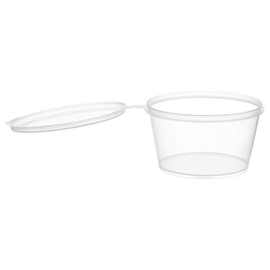Factory Wholesale Clear PP <b>Plastic</b> Integral Hinged Lid Sauce <b>Cups</b> Different Sizes 1oz/1.5oz/2oz/3oz/3.5oz/4oz/4.5oz/5oz - Product Image 1