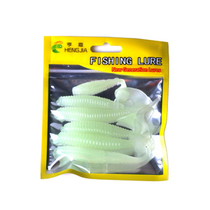 Vente en gros SO039 6 pièces/sac Appâts artificiels lumineux en plastique souple de 6 formes différentes, leurres de pêche phosphorescents pour la nuit - Product Image 4