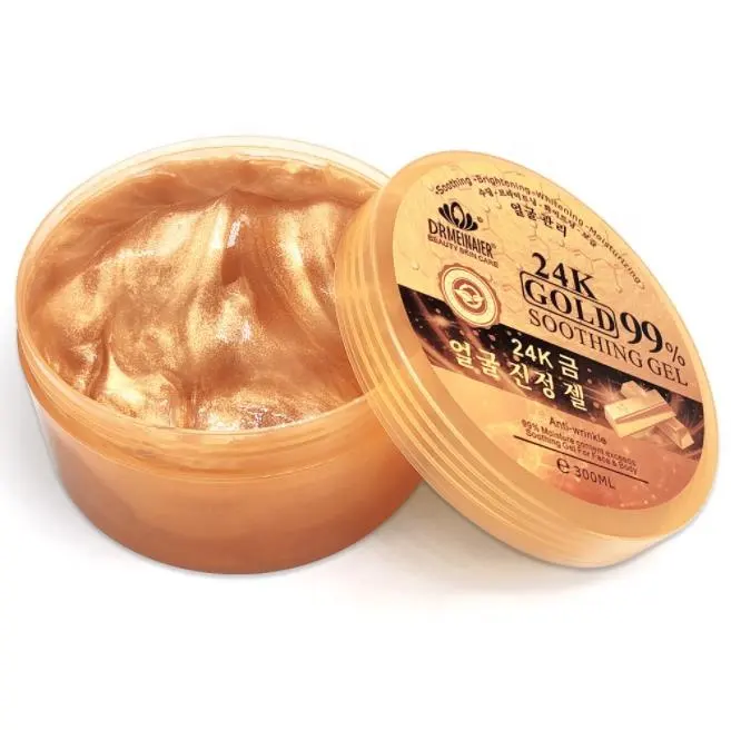 Creme facial 300ml, creme de ouro 24k para rosto brilhante, gel amortecedor anti-rugas