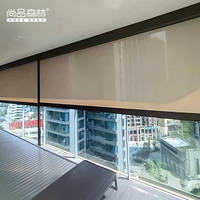 Persianas enrollables modernas lisas horizontales de bambú eléctricas, bloqueo UV, ventana francesa personalizada, balcones abiertos a prueba de lluvia cerrados