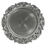 Assiettes de présentation dorées électroplaquées Woju Vintage 13 pouces en plastique avec bord festonné pour la location d'événements et la mise en table