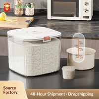 Seau à riz anti-insectes et anti-humidité en plastique, 4 compartiments, 6-7L, moderne et minimaliste, avec couvercle, pour farine, céréales et riz