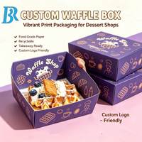 Plateau à gaufres violet de qualité alimentaire personnalisé pour l'emballage de gaufres sucrées, desserts, boîtes à friandises, porte-frites, crêpes