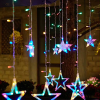 Nouvelle Guirlande Lumineuse LED Étoile à Cinq Branches Blanc Chaud 2026 pour Noël, Rideau de Lumières Extérieur en Cuivre Amadan avec Alimentation Solaire/AC Rechargeable