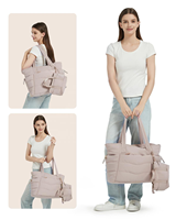 Sac fourre-tout matelassé personnalisé pour le travail et les voyages avec porte-gobelet, 2 pièces/ensemble, compartiment pour ordinateur portable 15,6 pouces, sac fourre-tout matelassé pour femmes