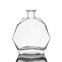 Bouteille de whisky en verre cristal de luxe moderne, ronde, hexagonale, à base épaisse, 800 ml, vide, pour vin et vodka