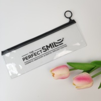 Brosse à dents Pla personnalisé fermeture éclair Horizontal clair Transparent pochette de maquillage PVC Vegan toilette Double face cosmétique sac dentaire