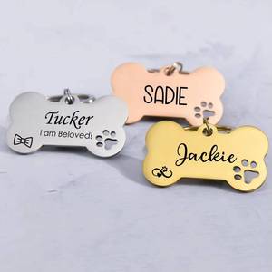 Custom Dog <b>Tag</b> Pet ID <b>Tag</b> Bone Shape Metal <b>Name</b> <b>Tag</b> with Engraved Logo for Dogs and Cats - Product Image 5