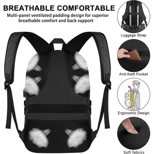 Anti-diefstal denim polyester laptoptas 15,6-17,3 inch zakelijke stijl USB-oplaadpoort slot waterbestendig reistas unisex - Product Image 5