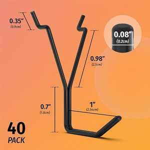 ตะขอแขวนเพ็กบอร์ดแบบ L 40 ชิ้น สีดำ ผลิตในเวียดนาม ตะขอและรางสำหรับติดเพ็กบอร์ด วัสดุเหล็ก สไตล์อุตสาหกรรม ขนาด 406*406*20 มม. - Product Image 4