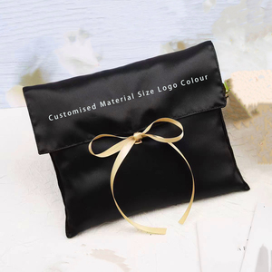 Pochette de rangement en <span class=keywords><strong>satin</strong></span> rose imprimée avec logo personnalisé, sac de protection de luxe en soie pour perruques, emballage cosmétique pour cheveux et textiles - Product Image 2