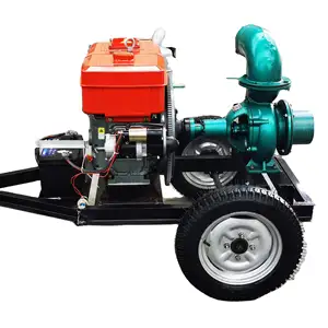 Bomba de água diesel móvel portátil de irrigação agrícola 4.4kw de cilindro único com motor diesel