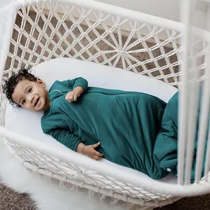 Saco de dormir suave OEM para bebé, ropa de dormir de punto de algodón orgánico con cremallera para pijamas para niños, estampado personalizado, soporte de logotipo personalizado