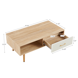 2026 Hot Sale <b>Rectangle</b> <b>Coffee</b> <b>Table</b> with Solid Wood Legs Sliding Drawer Storage Modern Easy to Clean Living Room Woodiness - Product Image 1