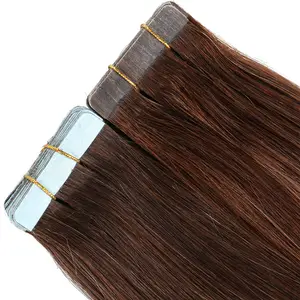 Remy human #2 color 10" inch single sided sticky tape hair extension with low cost