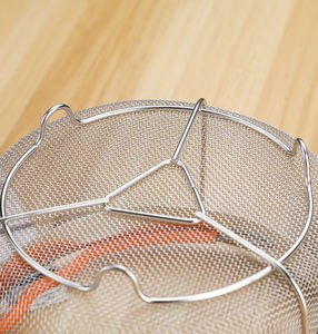 En gros Syh417 Filtre-panier en maille d'acier inoxydable pour cuiseur vapeur avec poignée et pieds en silicone, filtre multifonction pour casserole - Product Image 4