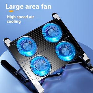 Support d'ordinateur portable réglable ergonomique pliable en alliage d'aluminium avec rotation à 360° et ventilateur de refroidissement - Product Image 4