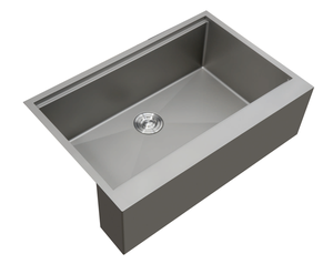 Farmhouse Apron-Front PVD Nano Silver Premium Single Bowl Undermount SUS304 Stainless Steel <b>Kitchen</b> <b>Sink</b> — Anti-Fingerprint, - Product Image 3