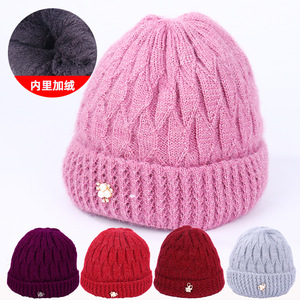 Gorro de punto de estilo coreano a la moda para mujer, gorro de esquí cálido con forro polar para otoño e invierno, gorro de lana grueso para adultos - Product Image 1