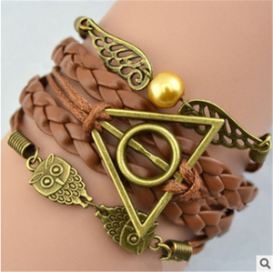 Joyería de Moda, Marca ZRM, Pulsera de Cuero Vintage con Dijes de Harry Potter, Ala de Búho, Regalo de Aniversario para Niños - Product Image 2