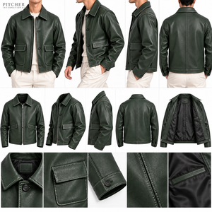 Wholesale <b>Genuine</b> Leather Jacket Mens Bomber Jacket Custom Logo Private Label US Sizes S-XXL Factory - Product Image 6