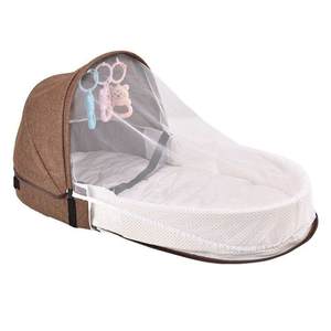 <span class=keywords><strong>Lit</strong></span> de voyage pliable pour bébé nouveau-né avec moustiquaire, style sac à dos bohème, fermeture éclair GPS, en coton, pour l'hiver - Product Image 1