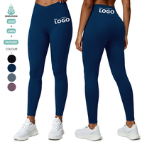 Leggings de yoga sans couture à taille haute croisée, effet seconde peau, double face, doux pour la peau, coupe ajustée, séchage rapide, contrôle du ventre