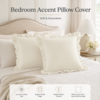 Housse de coussin carrée décorative en velours doux à volants, avec coutures soignées, disponible en OEM/ODM