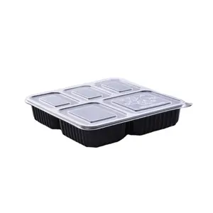Popular 5 compartment plastic disposable lunch box with lids