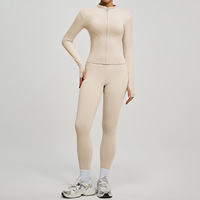 Ensemble de yoga taille haute rehausseur de silhouette en Spandex/Polyester, très élastique, respirant, infroissable et uni, pour le sport