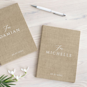 Carnets de Vœux de Mariage Personnalisés en Tissu de Lin – Couverture Rigide – Livrets de Vœux pour Lui et Elle - Product Image 1