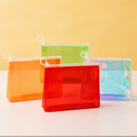 Pochette de maquillage transparente personnalisée pour femmes, sacs de toilette de voyage, pochette cosmétique en PVC transparent
