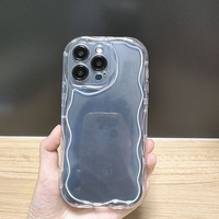 Coque de téléphone portable en TPU souple antichoc à bords ondulés et effet bulle, style crémeux et irrégulier, pour iPhone 16 Pro Max, 17 Pro Max, 15 Plus, 14 Pro