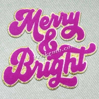 Écusson de broderie personnalisé joyeux et lumineux en chenille avec bordure dorée