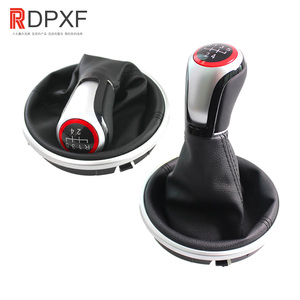 Pommeau de levier de vitesse <span class=keywords><strong>manuel</strong></span> pour <span class=keywords><strong>Skoda</strong></span> <span class=keywords><strong>Fabia</strong></span> 2 II Mk2 Combi Scout 2007-2014, cercle rouge argenté, avec housse en cuir - Product Image 2