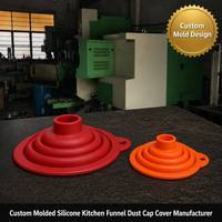 Ensemble d'entonnoirs de cuisine pliables en silicone, rouge (grande taille) et orange (petite taille), pliables à plat, avec trou de suspension, flexibles et moulés, outil de cuisine domestique