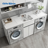 Haute qualité écologique espace moderne aluminium balcon armoire à linge ensemble double machine à laver sèche-linge armoire
