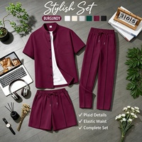 Ensembles de survêtements taille US avec logo personnalisé, couleur unie, manches courtes, tenue décontractée, ensemble de jogging, vêtements de plage, ensemble 3 pièces pour hommes, survêtement court