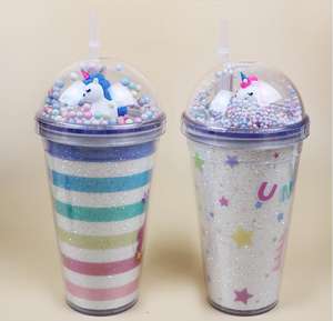 <span class=keywords><strong>Licorne</strong></span> 16oz Double Paroi Isolée En Plastique Boba Thé Au Lait Café Tasses 450ml En Plastique <span class=keywords><strong>Réutilisable</strong></span> Bubble Boba Thé Tasses Avec Couvercles - Product Image 5
