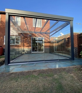 Véranda en <span class=keywords><strong>aluminium</strong></span> moderne et écologique à toit incliné, drainage naturel, étanche et résistante au vent, pour villa, hôtel, extension extérieure (Royaume-Uni) - Product Image 2