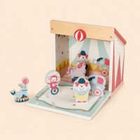Ensemble de jouets de cirque en bois avec logo personnalisé, théâtre de scène éducatif Montessori pour enfants, vente en gros OEM ODM de jeux en bois