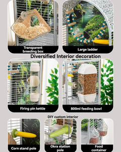 Vente en gros de cage à oiseaux en métal transparente de luxe, grande, anti-évasion, résistante aux éclaboussures, pour villa, pour usage domestique - Product Image 6